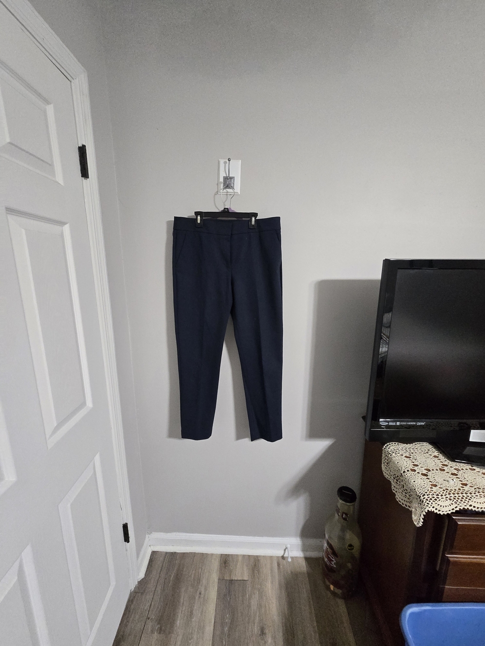 LOFT Dark Navy Straight-Leg Trousers